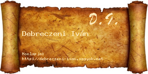 Debreczeni Iván névjegykártya